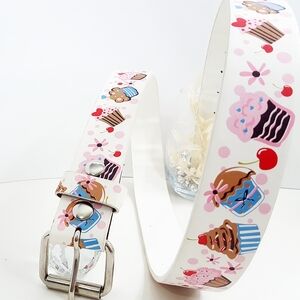 Cupcake🎀PrintWomen's Silver Buckle Belt| Italian Style| Short/Pants Belt